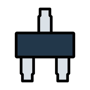 SMD Transistör Simgesi. Renk Doldurma Tasarımı ile Düzenlenebilir Kalın Tasarım. Vektör İllüstrasyonu.