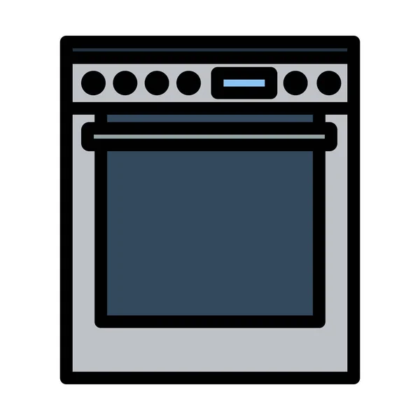厨房主烤箱Icon 可编辑的带有彩色填充设计的大胆轮廓 病媒图解 — 图库矢量图片