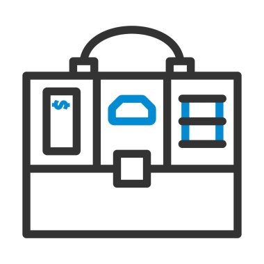 Petrol, Dolar ve Altın Bölümü Evrak Kutusu Simgesi. Renk Doldurma Tasarımı ile Düzenlenebilir Kalın Tasarım. Vektör İllüstrasyonu.