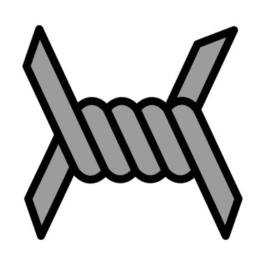 Dikenli Tel Simgesi. Renk Doldurma Tasarımı ile Düzenlenebilir Kalın Tasarım. Vektör İllüstrasyonu.