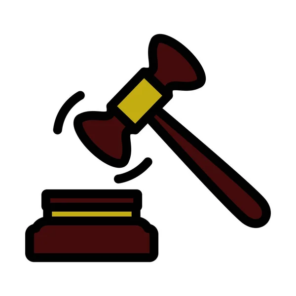 Juez Hammer Icon Esquema Audaz Editable Con Diseño Relleno Color — Vector de stock