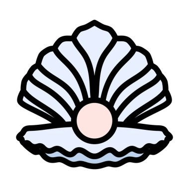 Açık Deniz Kabuğu Simgesi. Renk Doldurma Tasarımı ile Düzenlenebilir Kalın Tasarım. Vektör İllüstrasyonu.