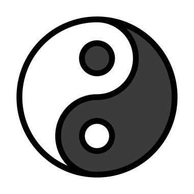 Yin ve Yang Icon. Renk Doldurma Tasarımı ile Düzenlenebilir Kalın Tasarım. Vektör İllüstrasyonu.