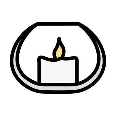 Cam Simgedeki Mum. Renk Doldurma Tasarımı ile Düzenlenebilir Kalın Tasarım. Vektör İllüstrasyonu.