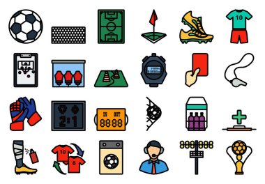 Soccer Icon Set. Editable Bold Outline With Color Fill Design. Vector Illustration. vector Soccer Icon Set. Editable Bold Outline With Color Fill Design. Vector Illustration. vector