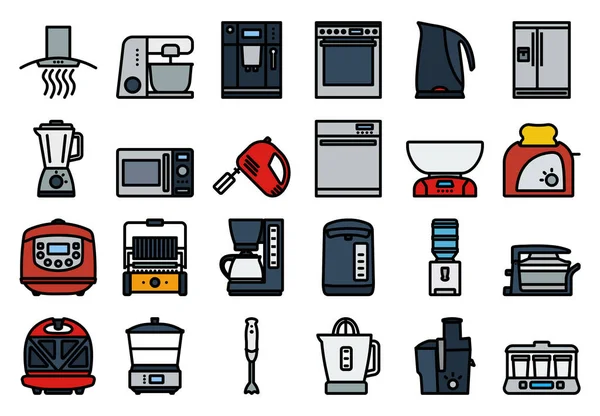 Set Iconos Cocina Esquema Audaz Editable Con Diseño Relleno Color — Vector de stock