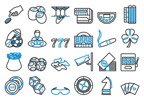 Gambling Icon Set Editable Bold Outline Color Fill Design Vector —  Vetores de Stock