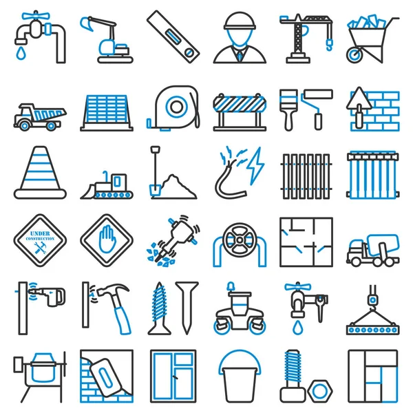 Construction Icon Set Editable Bold Outline Color Fill Design Vector — Stock Vector