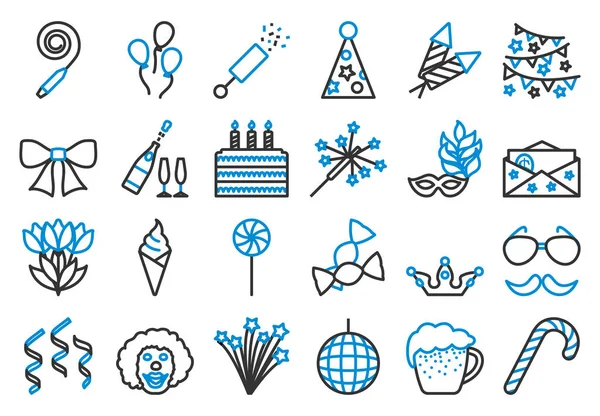 Celebration Icon Set Editable Bold Outline Color Fill Design Vector — 图库矢量图片