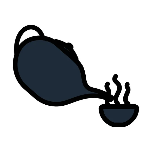 Spa Tea Pot Cup Icon Editable Bold Outline Color Fill — Stockvektor