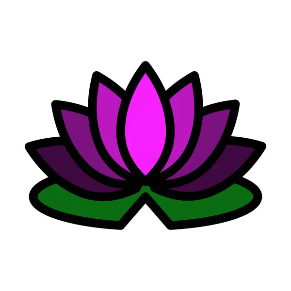 Lotus Bloem Ikoon Bewerkbare Bold Outline Met Kleur Invullen Ontwerp — Stockvector