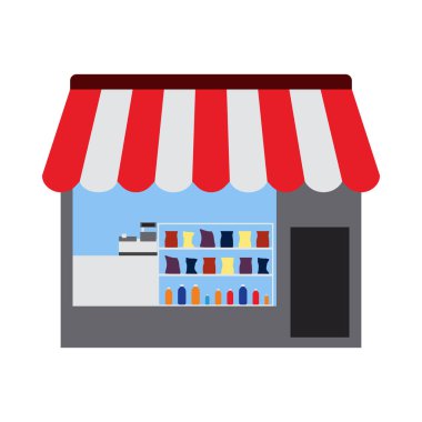 Çadır Dükkanı Simgesi. Düz Renk Tasarımı. Vektör İllüstrasyonu.