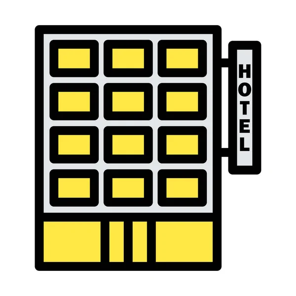 Icono Del Edificio Del Hotel Esquema Audaz Editable Con Diseño — Vector de stock