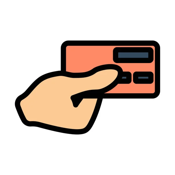 Ícone Cartão Crédito Mão Segurando Esboço Negrito Editável Com Design — Vetor de Stock