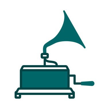 Gramofon Simgesi. Renk Doldurma Tasarımı ile Düzenlenebilir Kalın Tasarım. Vektör İllüstrasyonu.