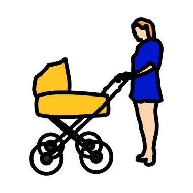 Mother's Day Icon. Editable Bold Outline With Color Fill Design. Vector Illustration.