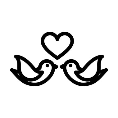 Dove With Heart Icon. Bold outline design with editable stroke width. Vector Illustration.