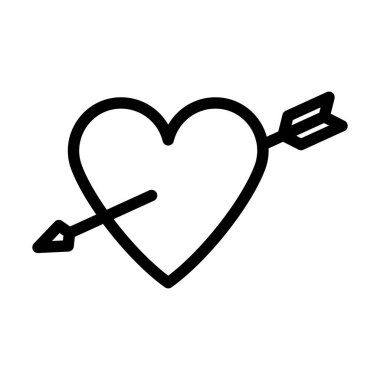 Pierced Heart By Arrow Icon. Bold outline design with editable stroke width. Vector Illustration.