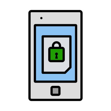 Mobile Security Icon. Bold outline design with editable stroke width. Vector Illustration.