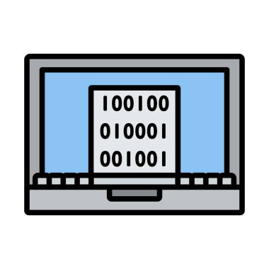 Laptop With Binary Code Icon. Bold outline design with editable stroke width. Vector Illustration.