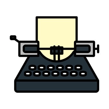Typewriter Icon. Editable Bold Outline With Color Fill Design. Vector Illustration.
