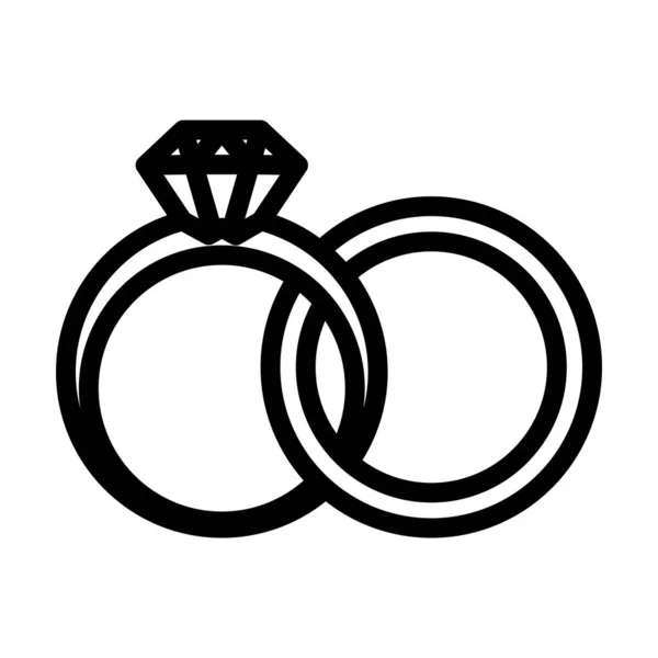 Wedding Rings Icon Bold Outline Design Editable Stroke Width Vector — Wektor stockowy