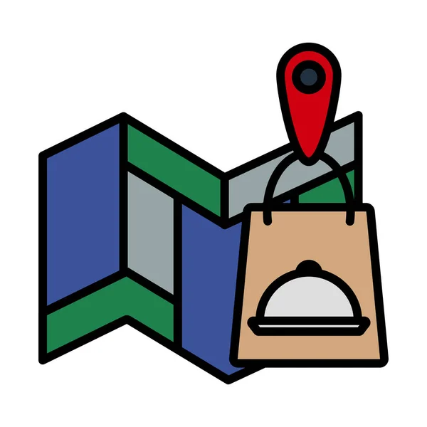 Map Delivery Food Bag Icon Editable Bold Outline Color Fill — Stockvector