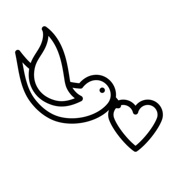 Dove Heart Icon Bold Outline Design Editable Stroke Width Vector — Vector de stock