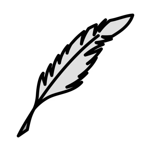 羽のアイコンを書く カラーフィルデザインの編集可能な太字アウトライン ベクターイラスト — ストックベクタ