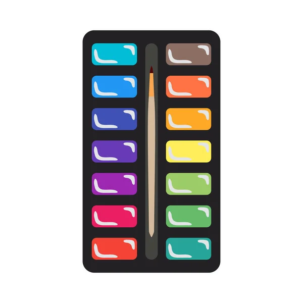 Icono Caja Pintura Acuarela Diseño Color Plano Ilustración Vectorial — Vector de stock