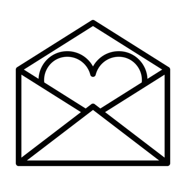 Valentine Envelop Heart Icon Bold Outline Design Editable Stroke Width — Stockvektor
