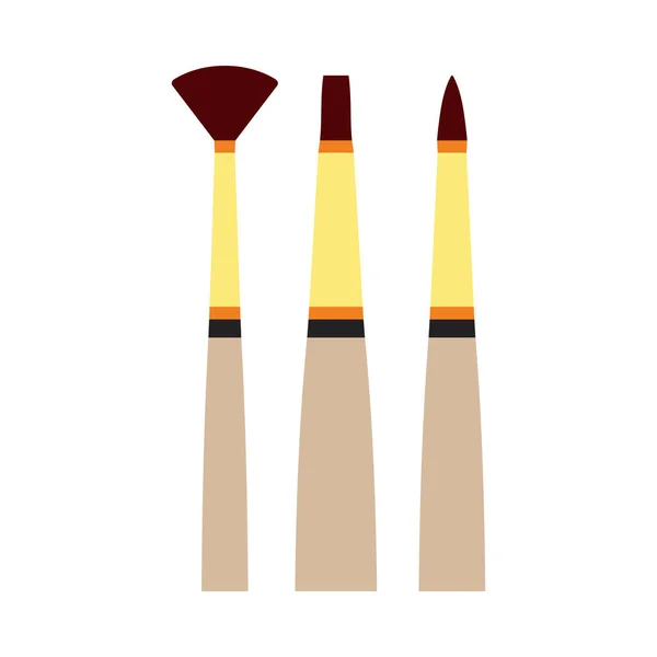 Paint Brushes Set Icon Flat Color Design Vector Illustration — Stock Vector