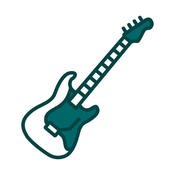 Icono Guitarra Eléctrica Esquema Audaz Editable Con Diseño Relleno Color — Vector de stock