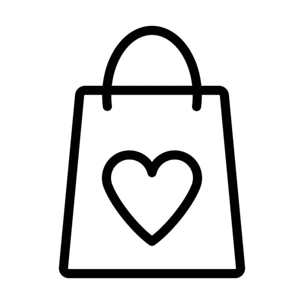 Shopping Bag Heart Icon Bold Outline Design Editable Stroke Width — 图库矢量图片