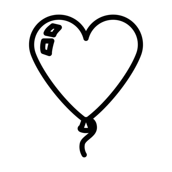 Heart Shape Balloon Icon Bold Outline Design Editable Stroke Width — Stockový vektor