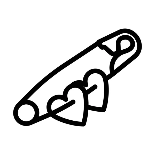 Two Valentines Heart Pin Icon Bold Outline Design Editable Stroke — Stock vektor