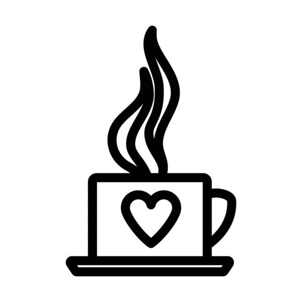 Valentine Day Coffee Icon Bold Outline Design Editable Stroke Width — стоковий вектор
