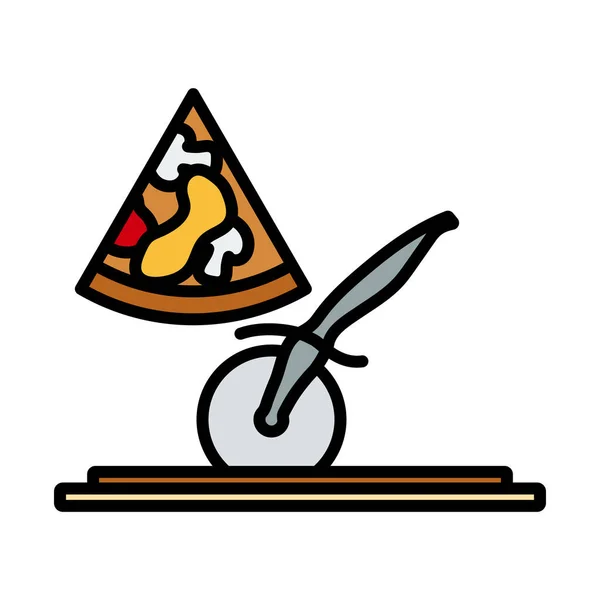 Pizza Knife Icon Editable Bold Outline Color Fill Design Vector — Vettoriale Stock