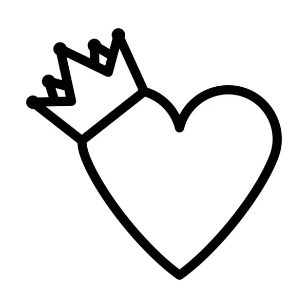 Valentine Heart Crown Icon Bold Outline Design Editable Stroke Width — Image vectorielle