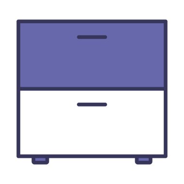 Yatak odası Komodin Simgesi. Renk Doldurma Tasarımı ile Düzenlenebilir Kalın Tasarım. Vektör İllüstrasyonu.