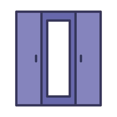 Aynalı ikonlu gardırop. Renk Doldurma Tasarımı ile Düzenlenebilir Kalın Tasarım. Vektör İllüstrasyonu.