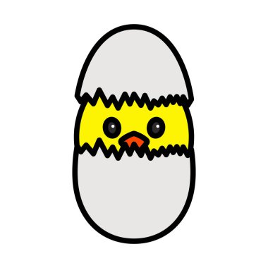 Easter Chicken In Egg Icon. Editable Bold Outline With Color Fill Design. Vector Illustration.