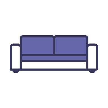 Ev Kanepesi Simgesi. Renk Doldurma Tasarımı ile Düzenlenebilir Kalın Tasarım. Vektör İllüstrasyonu.