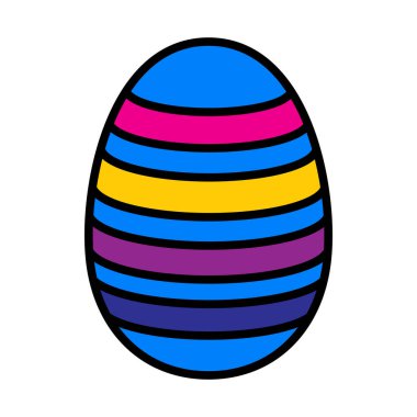 Easter Egg With Ornate Icon. Editable Bold Outline With Color Fill Design. Vector Illustration.