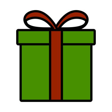Gift Box Icon. Editable Bold Outline With Color Fill Design. Vector Illustration.