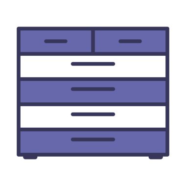 Çekmece Simgesi Sandığı. Renk Doldurma Tasarımı ile Düzenlenebilir Kalın Tasarım. Vektör İllüstrasyonu.