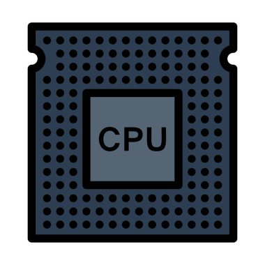 İşlemci Simgesi. Renk Doldurma Tasarımı ile Düzenlenebilir Kalın Tasarım. Vektör İllüstrasyonu.