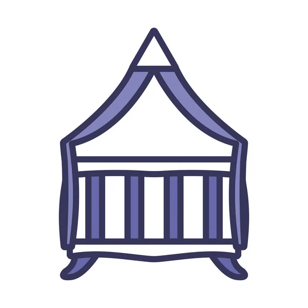 Дитяче Ліжечко Піктограмою Сміливий Контур Дизайном Заповнення Кольорів Векторна Ілюстрація — стоковий вектор