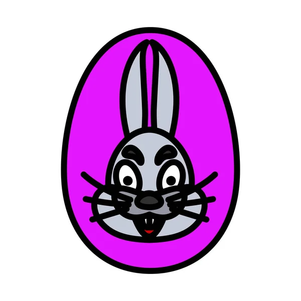 Huevo Pascua Con Icono Conejo Esquema Audaz Editable Con Diseño — Vector de stock
