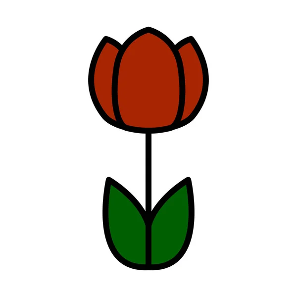 Εικόνα Ανοιξιάτικο Λουλούδι Επεξεργάσιμο Τολμηρό Περίγραμμα Χρώμα Πλήρωσης Σχεδιασμό Εικονογράφηση — Διανυσματικό Αρχείο